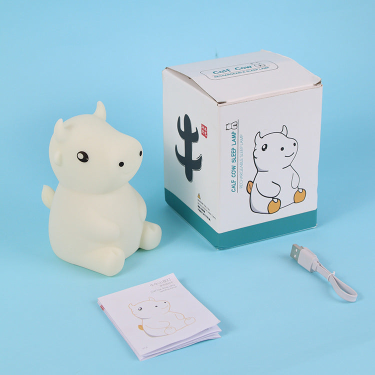 SMOORITA Night Light for Kids, Cute Night Lamp Bedroom Cow Nightlight for Baby Girl Boy Teem, Battery Powered Silicone Animal Night Lamp Christmas Birthday Gifts