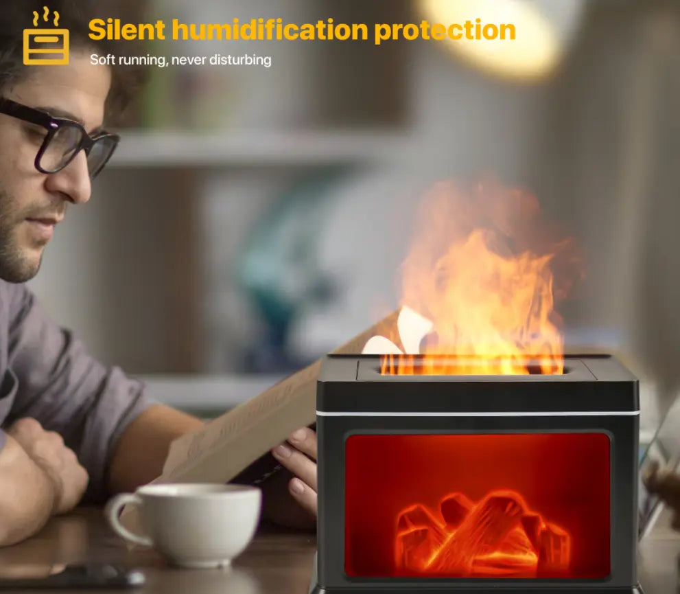 Chimney air humidifier, fragrance diffuser, essential oil diffuser, elegant 3D carbon appearance, adjustable timer and automatic shut-off safety function