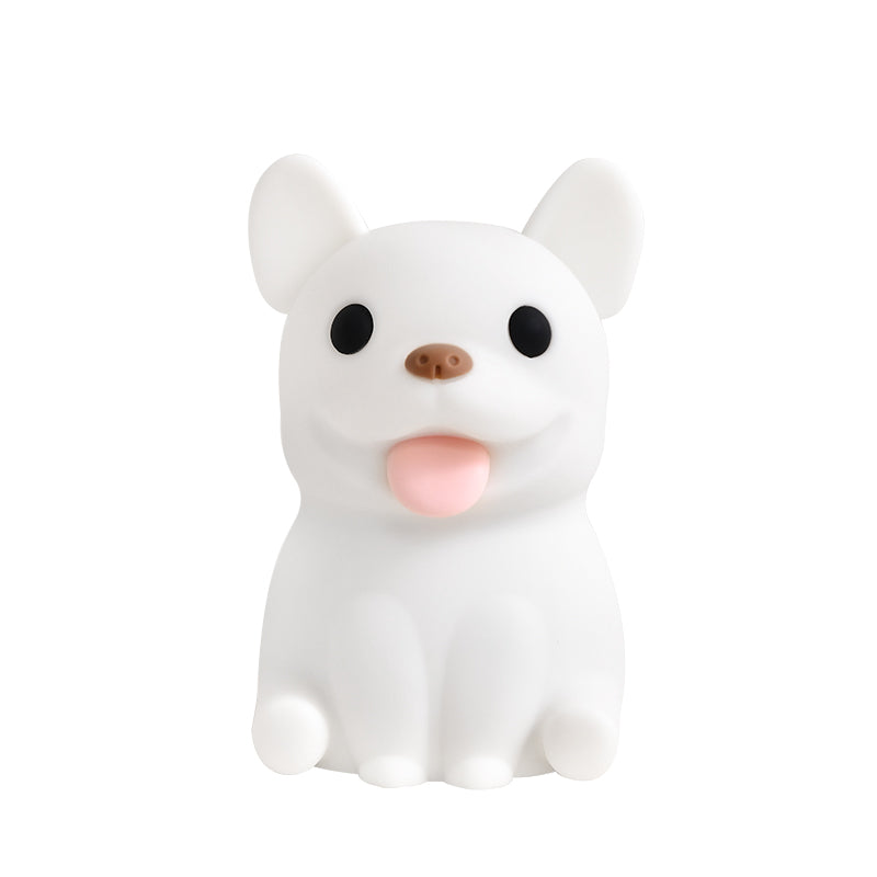 French Bulldog Light, Cute Silicone Frenchie Stuff Dog Animal Lamp with Rechargeable for Desktop Desk Table Living Room Bedroom Office Decorations, Soft Bulldog Gifts for Kids Boys Girls Women