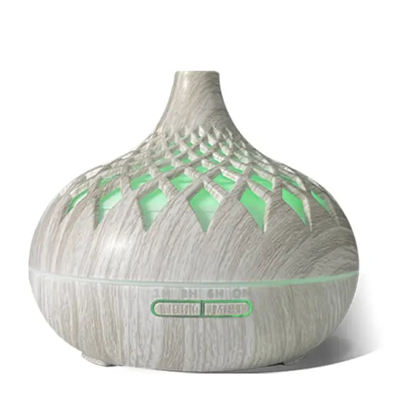 500ml Essential Oil Diffuser, Ultrasonic diffusers for home with 1pure lavender oil, 4Timer, Waterless Auto-Off, Aromatherapy humidifier with 7LED lights (White wood grain)