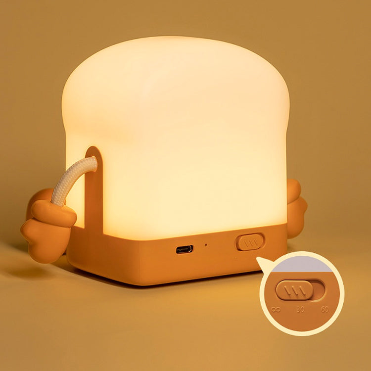 Cute Toaster Night Light for Kids, LED Toast Bread Nursery Silicone Night Light with Timer Rechargeable Dimmable Table Lamp Bedside Lamp for Bedroom