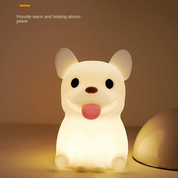 French Bulldog Light, Cute Silicone Frenchie Stuff Dog Animal Lamp with Rechargeable for Desktop Desk Table Living Room Bedroom Office Decorations, Soft Bulldog Gifts for Kids Boys Girls Women