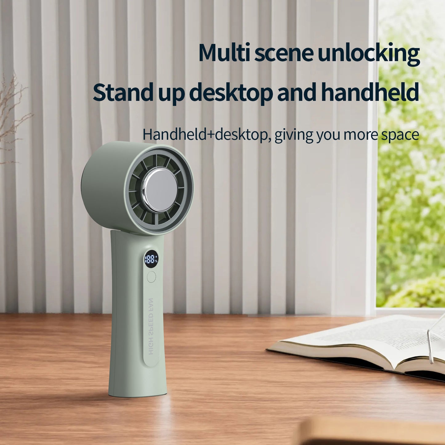 Portable Semiconductor Cooling Fan – 100-Speed Handheld USB Rechargeable Fan with Digital Display