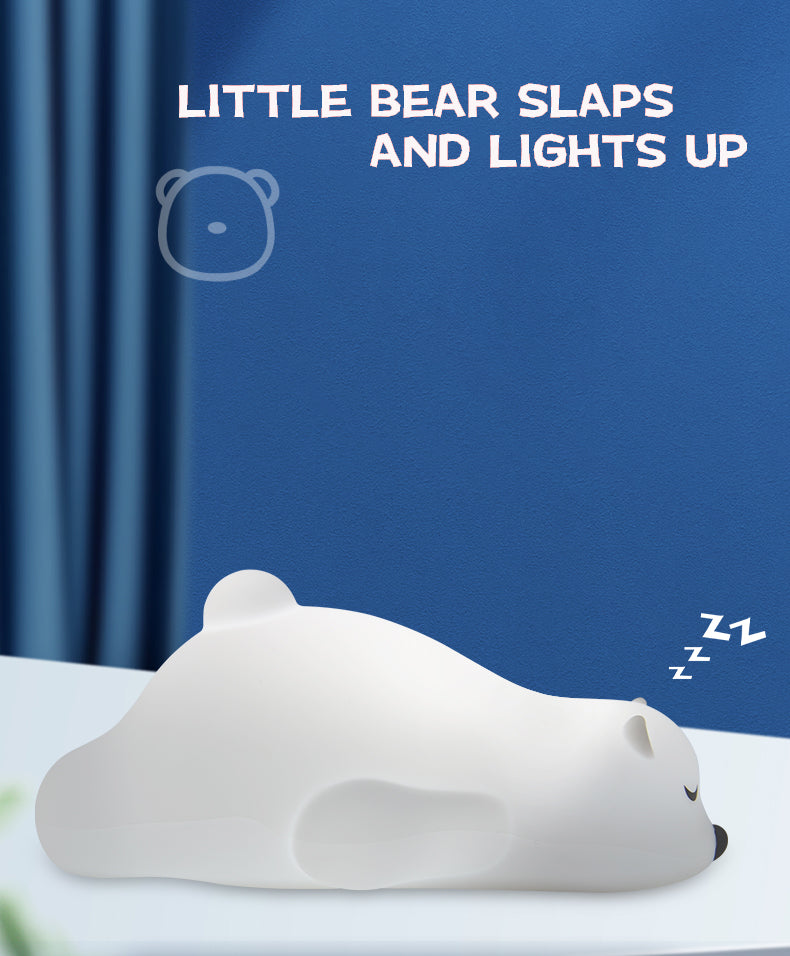 LED Colorful Night Light, Cute Lying Bear Shaped Soft Silicone USB Rechargeable Feeding Toddler Bedroom Bedside Decor Birthday Xmas Gifts for Kid Baby Child