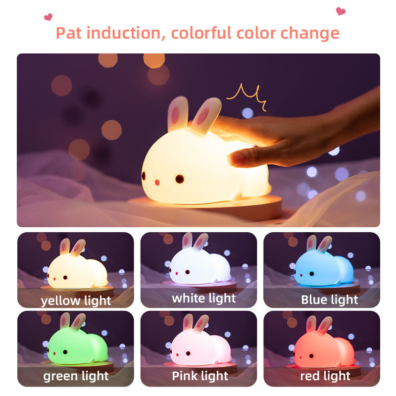 Night Light for Kids Bunny Cute Lamp Kawaii 16 Colors Kids Night Light Baby Night Light Lamp Rechargeable Toddler Night Light for Baby Nursery Night Light Kids Lamp Nightlight for Kids Room