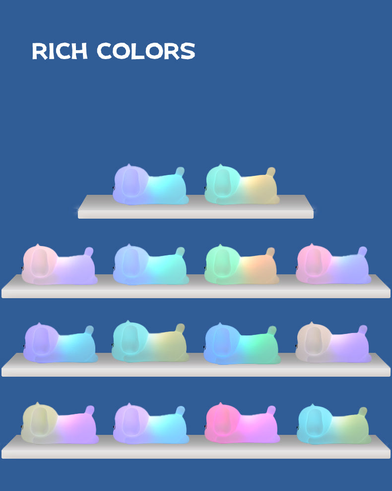 LED Colorful Night Light, Cute Lying Bear Shaped Soft Silicone USB Rechargeable Feeding Toddler Bedroom Bedside Decor Birthday Xmas Gifts for Kid Baby Child