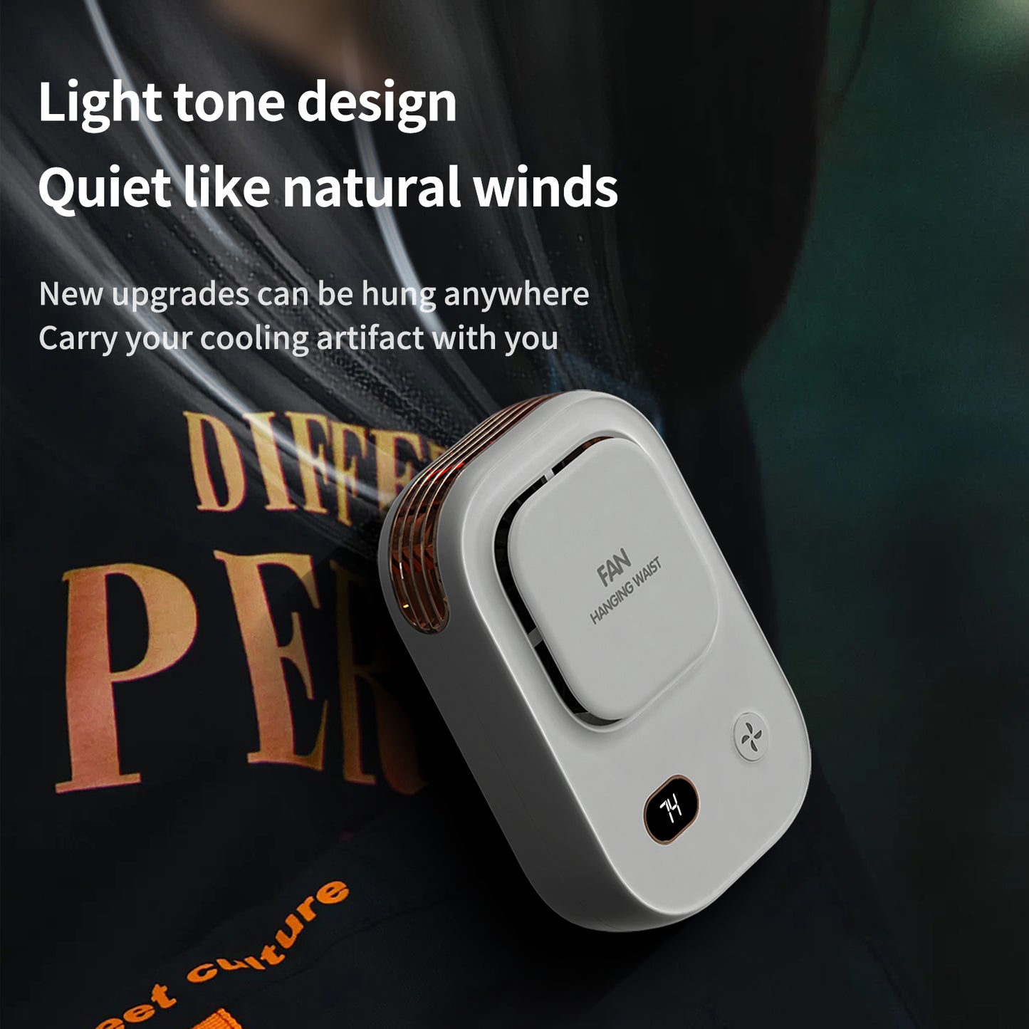 Portable Waist Clip Fan Wearable Belt Fan 2000mAh Battery Powered Rechargeable Body Fan for Outdoor Works Farm Hiking Camping