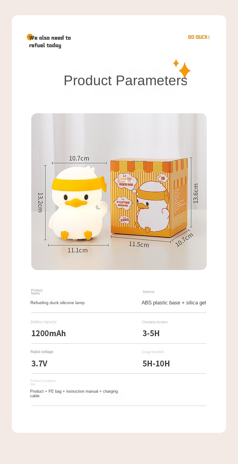 Kids Night Lights Cute Silicone Duck Nursery Lamp for Baby Toddler RGB Animal Night Light for Bedroom Kids Room Gift