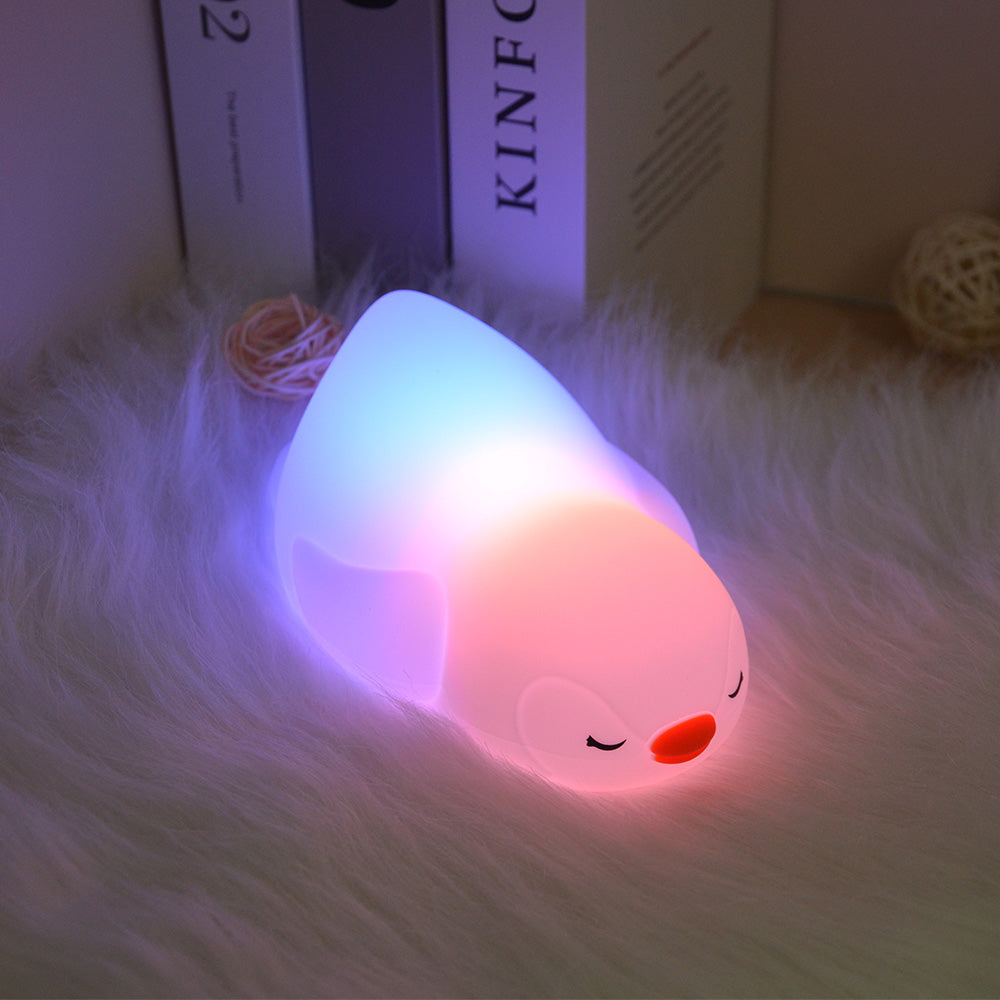 Colorful Light for Kids Bedroom –Desk Lamp Light Up Toddler Bed Room Nursery Baby Night Light for Breastfeeding Rechargeable Bedside Night Lamp Sleep Aid for Girls Boys Penguin Gifts for Women