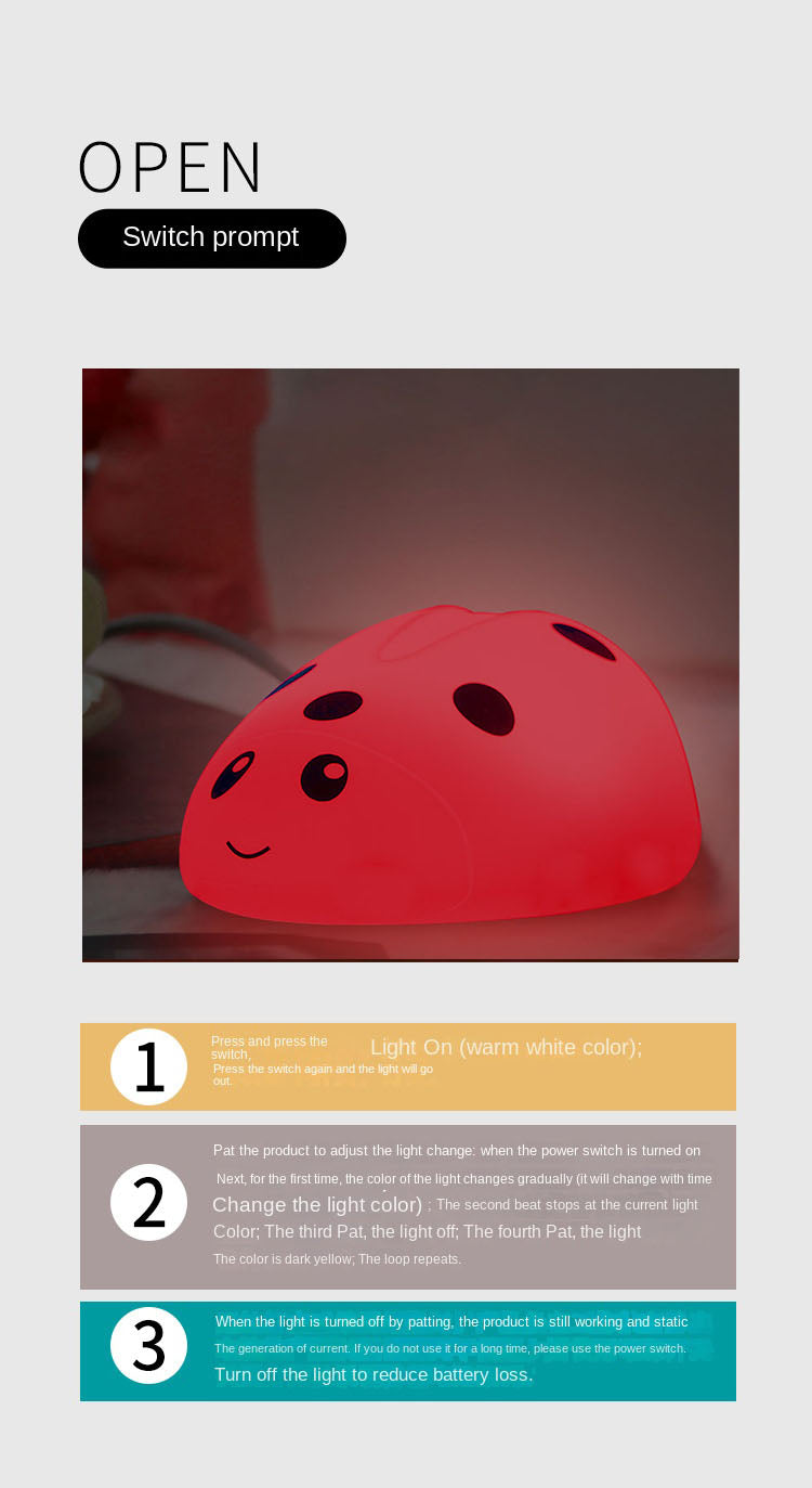 Night Light for beetle beetle Light Nightlights for Children Animal Light 7 Breathing Color Light Cute beetle Gift for Baby Girl Bedroom (beetle Lamp)