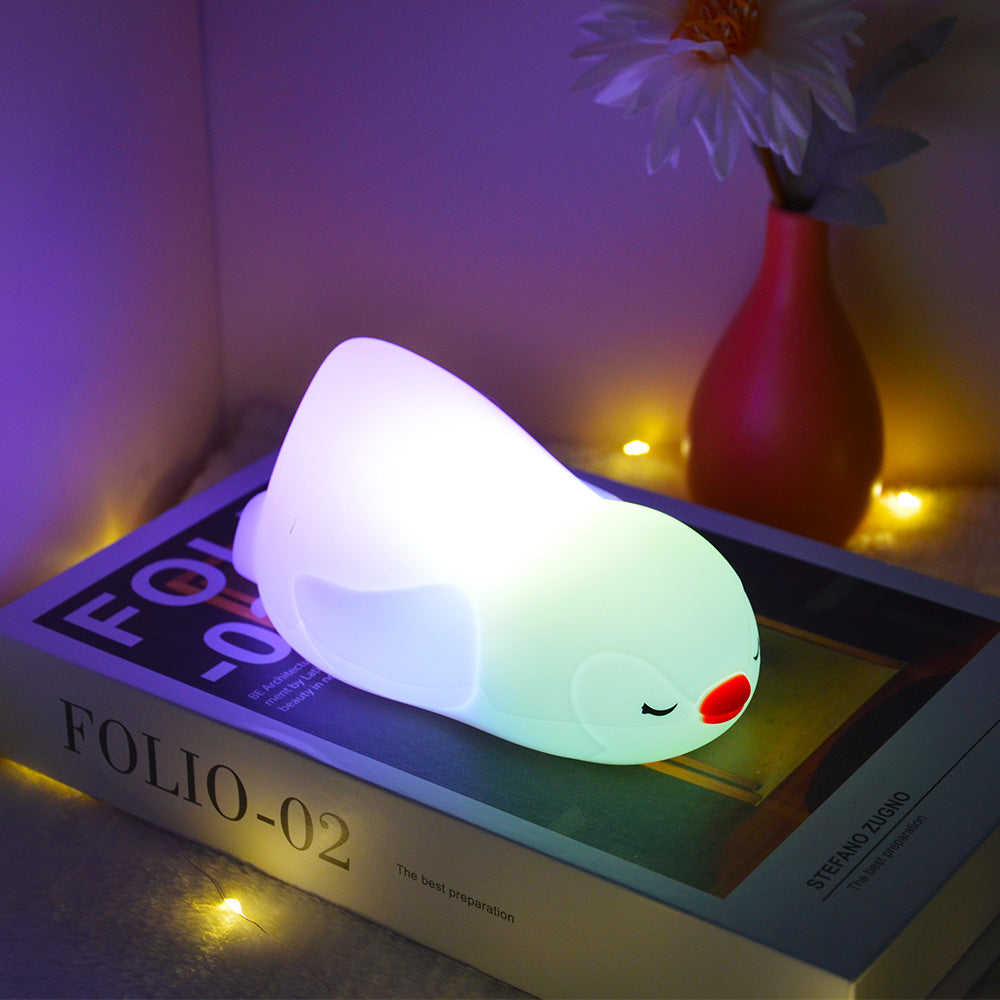 Colorful Light for Kids Bedroom –Desk Lamp Light Up Toddler Bed Room Nursery Baby Night Light for Breastfeeding Rechargeable Bedside Night Lamp Sleep Aid for Girls Boys Penguin Gifts for Women