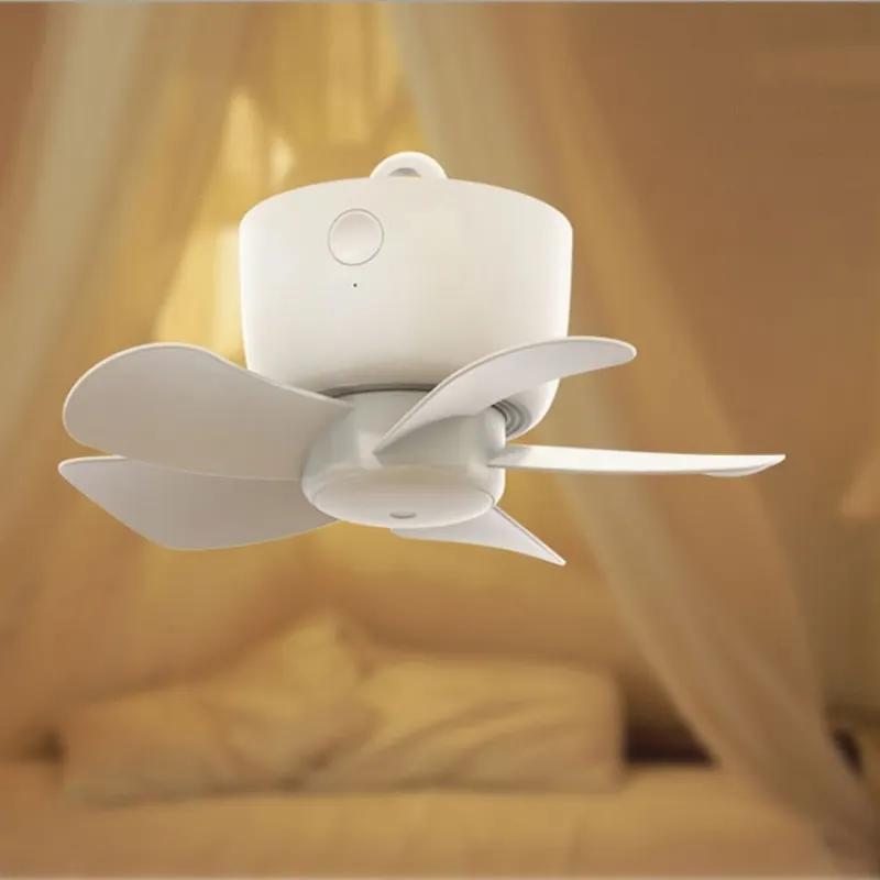 USB Rechargeable Small Ceiling Fan with Wireless Remote Control Outdoor Camping Dormitory Long Battery Life High Wind Power Mini Ceiling Fan