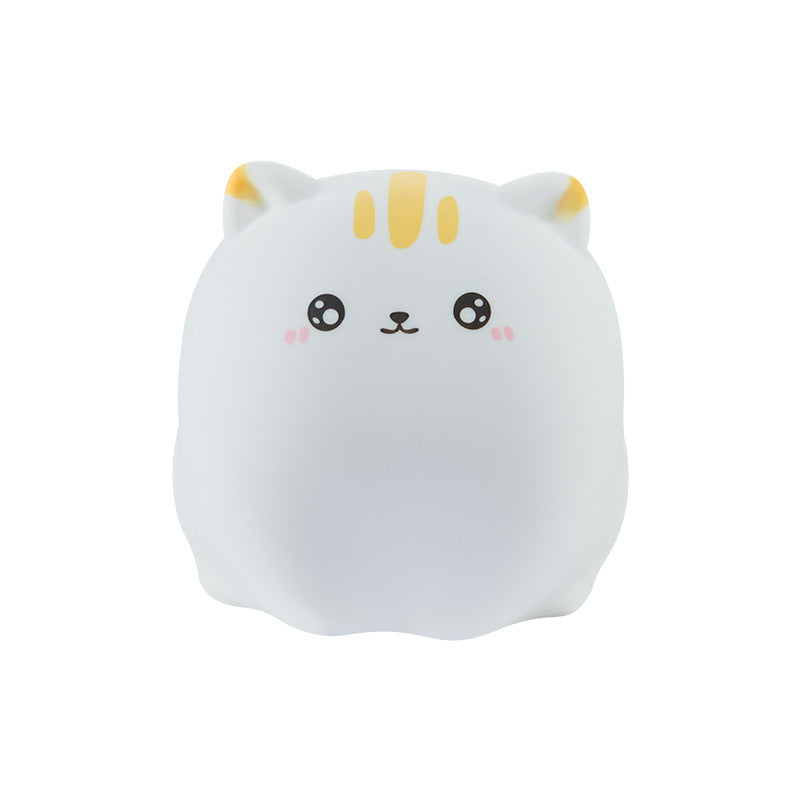Luz noturna de gato fofo para crianças, 7 cores, lâmpada de animal com luzes recarregáveis USB para berçário de bebê luz noturna para meninas, meninos, crianças, bebês, bebês e gatos de silicone