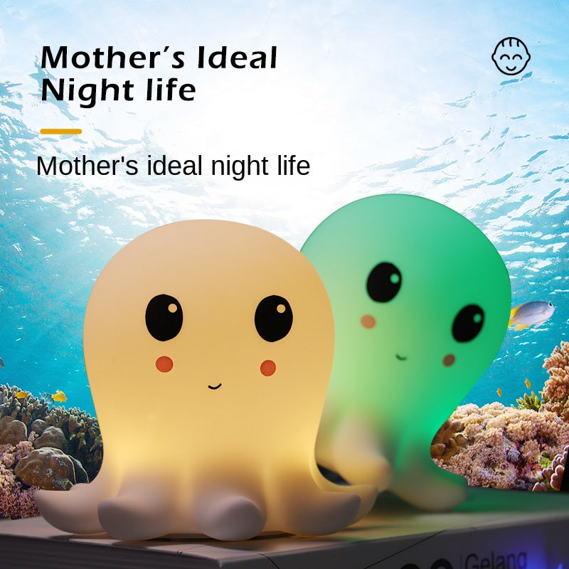 Octopus Night Light Soft Warm Light Octopus Night Light Color Changing Kids Night Lights Octopus Cartoon Bedside LED Lamp Battery Powered