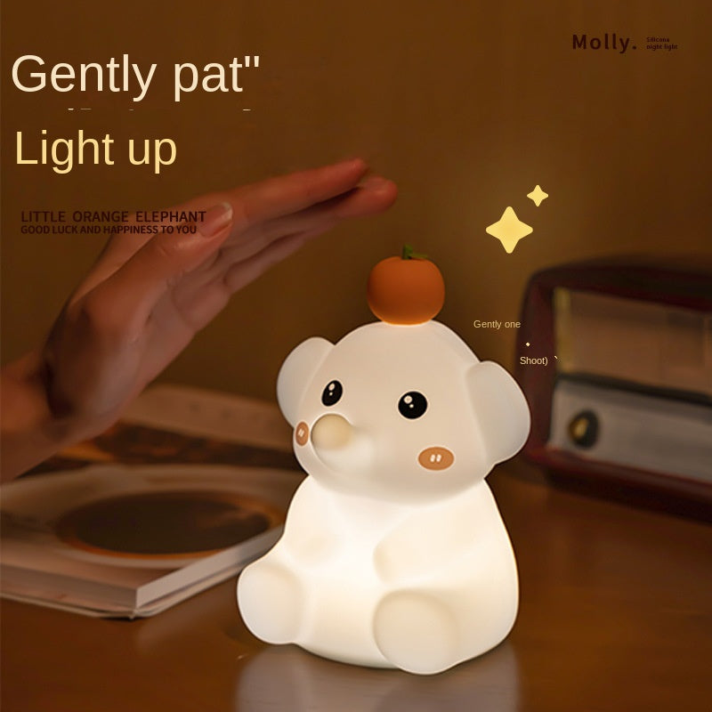 Cute LED Elephant Decor Lamp, Silicone Dimmable Rechargeable Nursery Night Light for Kids, Touch Bedside Table Lamp Modern Lamp for Bedroom Living Room, Elephant Gifts for Women Kids - Pink