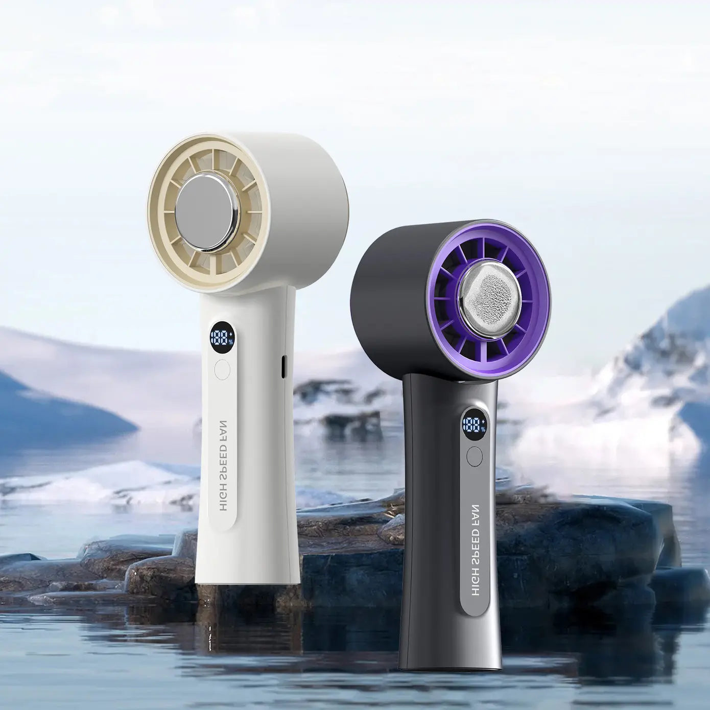 Multifunction Portable Refrigeration Fan Foldable Electr Hand Fan Digital Display Icing High Speed Air Cooling Mini Fan