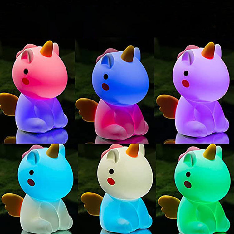 Night Light Baby, Unicorn Silicone Soft Light with USB-C Rechargeable Night Lamp- Dim Light 100H,Boys Girls Birthday Gift Bedroom Decoration Kids Toy