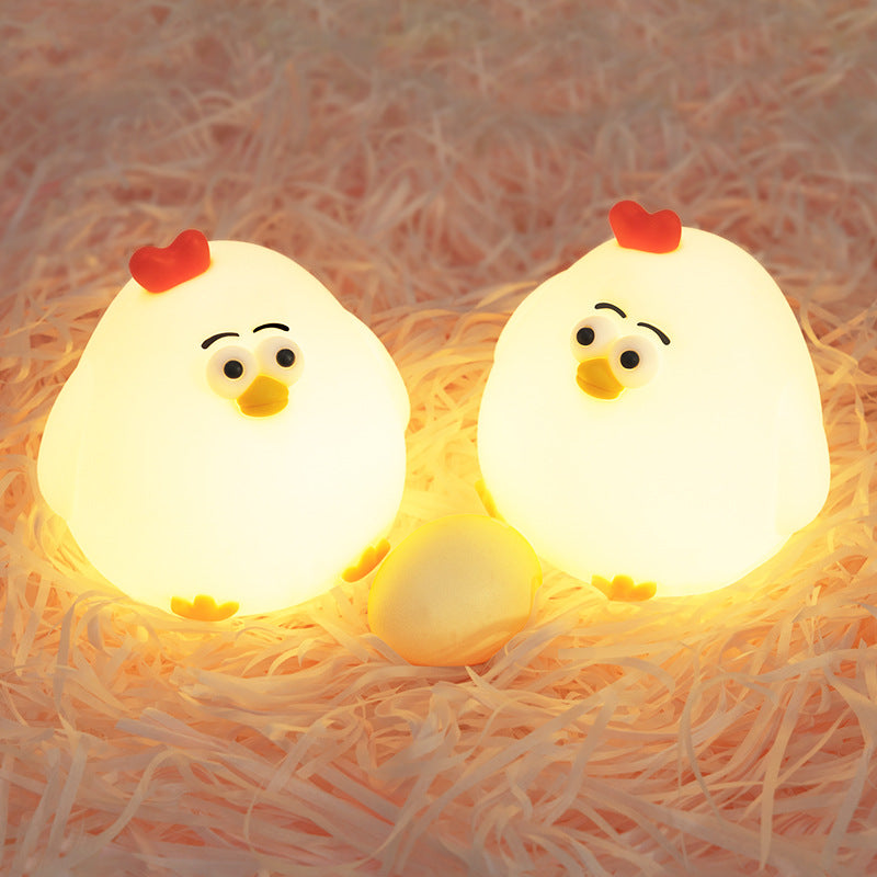 Night Light for Kids, Cute Silicone Nursery Chicken Lamp for Baby and Toddler,Animals NightLight for Boys and Girls,Squishy Night Lamp for Bedroom,Kawaii Bedside Lamp for Kids Room
