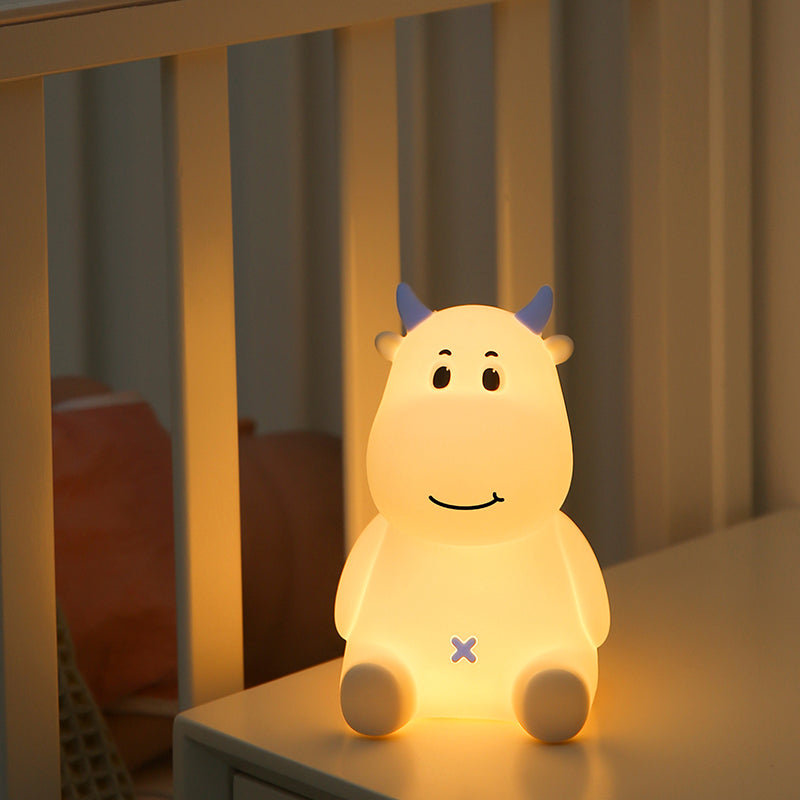 Cute Cow Night Light for Kids, Soft Silicone Nursery Lamp, 7 Color Changing Nightlight with Touch, Baby LED Lamp Toys Gifts for Girls/Boys