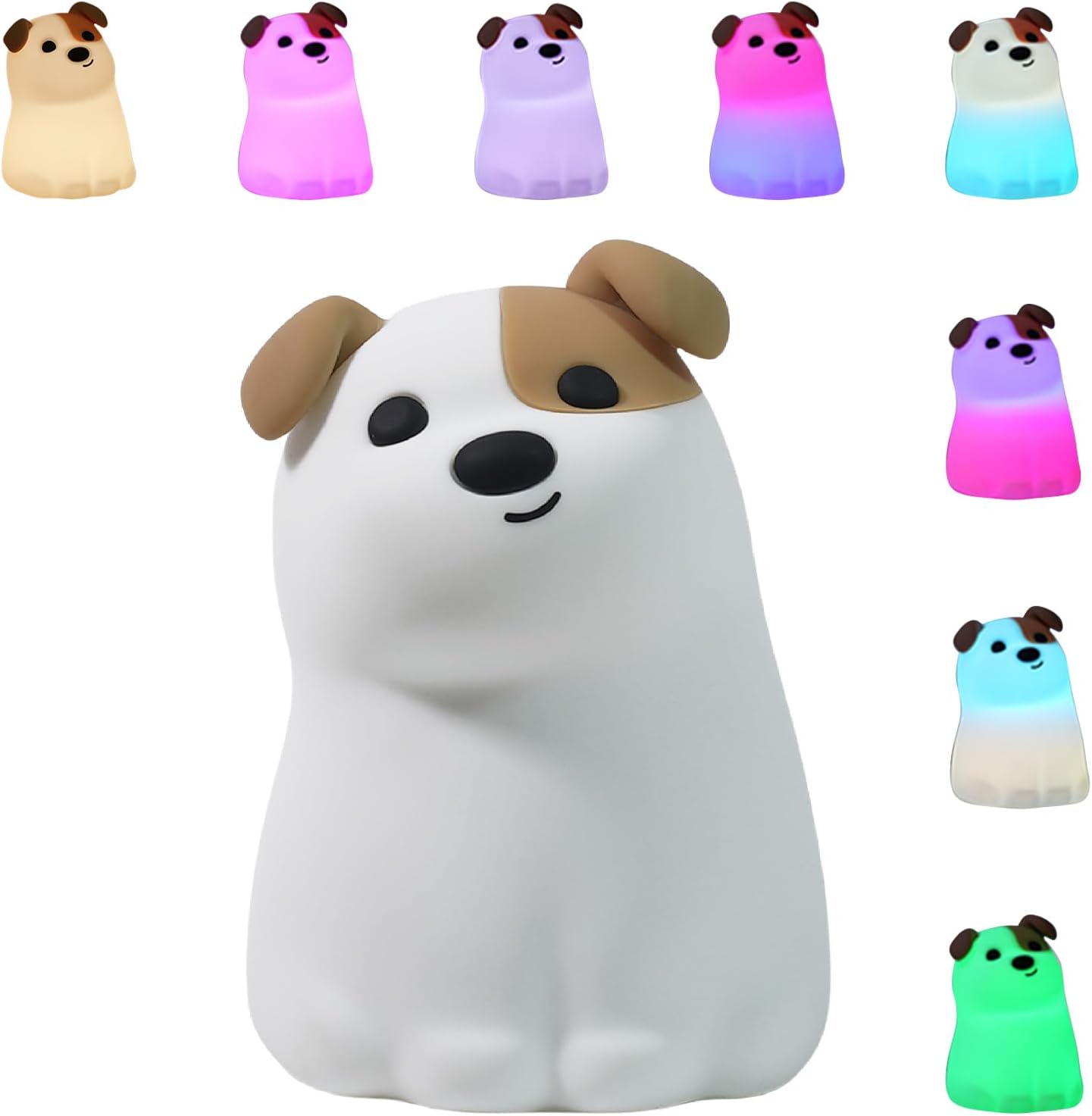 Dog Night Light with Timer - Warm Light Touch Control Bedside Lamp, Squishy Soft Silicone Cute Puppy Nightlight for Nursery, Gift for First Time Moms