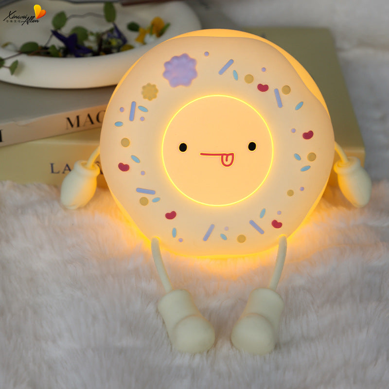 Doughnut Night Light - Cute Donut Night Lamp USB Rechargeable, Auto-Off Bedside Sleep Lamp, Office Study Room Home Desk Ornament, Birthday Gifts for Girls, Boys, Teens, Friends