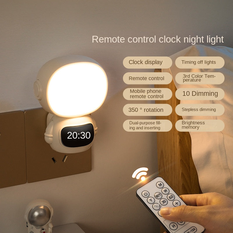 Pasoar LED de enchufe de la luz nocturna con reloj y control remoto, blanco enchufe regulable en la luz de la noche, con temporizy 3 colores claros, la luz de la batería de brillo