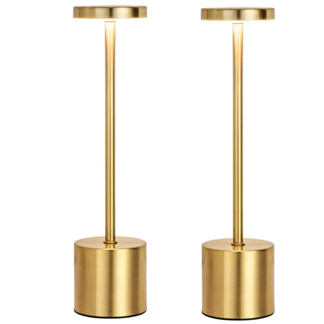 Simple LED Rechargeable Touch Metal Table Lamp Three Colors Bedside Creative Ambient Light Bar Outdoor Decoration Night Light Si(Golden)