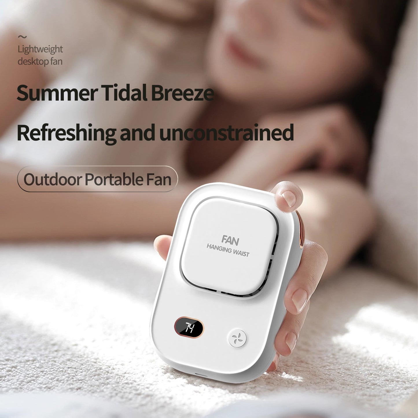 Portable Waist Clip Fan Wearable Belt Fan 2000mAh Battery Powered Rechargeable Body Fan for Outdoor Works Farm Hiking Camping