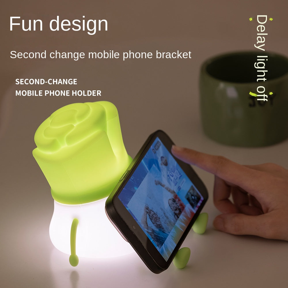 Chives Silicone Pat Light USB Charging Mood Light with Touch Control, Green
