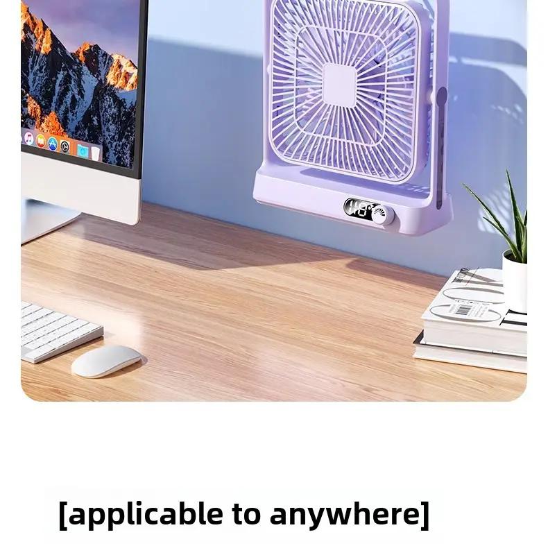Dropshipping 3600 Mah Portable Desktop Fan Multifunctional Folding Type-C Rechargeable Fan With Digital Display