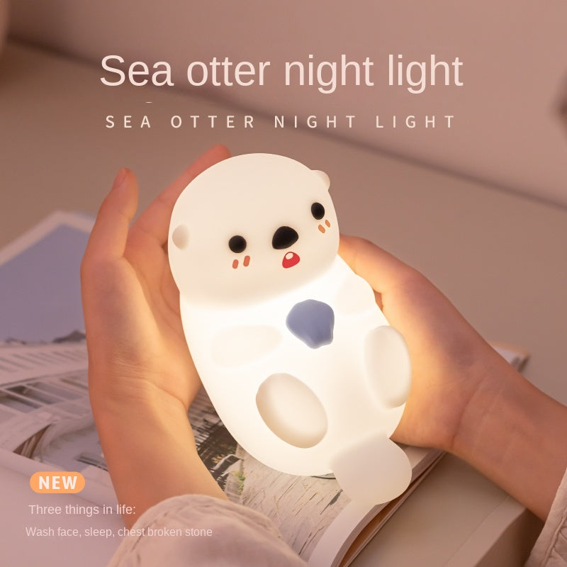 Cute Otter Night Light for Kids Bedroom, Animal Silicone Nursery Night Lamp Touch Control Sea Otter Nightlights USB Rechargeable Bedside Lamp for Baby Children Toddlers Girls Gift