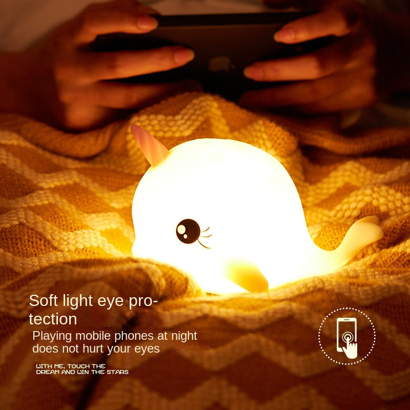Led-nachtlampje voor kinderen, babynachtlampje, dimbaar met 7 kleurveranderingen en timer, oplaadbaar borstvoedingslicht, dimbaar, touch-nachtlampje voor kinderkamer (walvis)