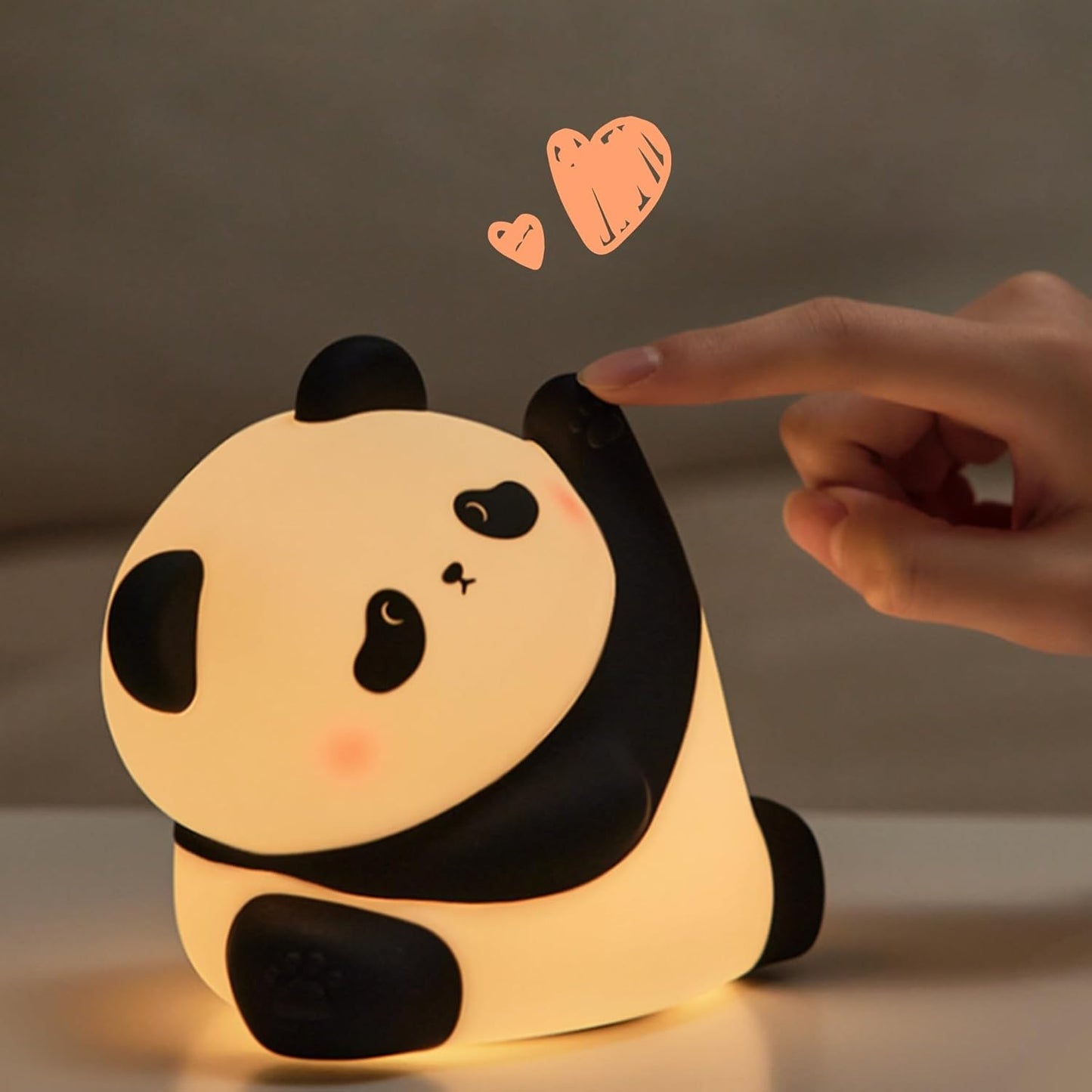 Panda Night Light Rechargeable 3 Level Dimmable LED Squishy Nursery Nightlight Food Grade Silicone Animal Night Lamps Cute Bedside Touch Lamp for Breastfeeding Toddler Baby Kids Gifts Decor