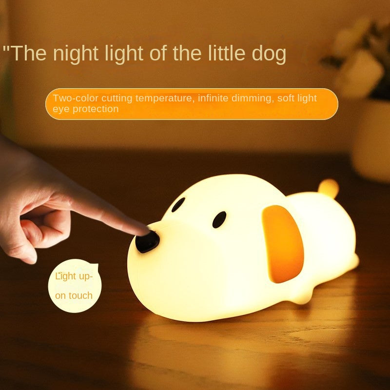 HAPPYBAG Kids Night Light,Cute Soft Silicone Dog Lamp Dimmable Nursery Portable Puppy Kawaii Lamps,Bedside Lamp for Baby and Toddler,Boy Girls