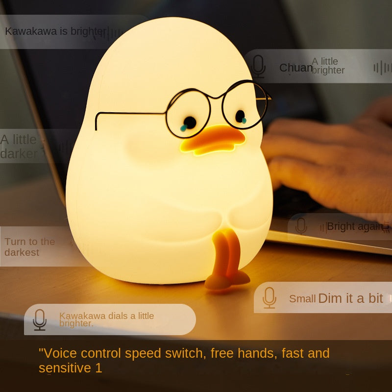 Night Light for Kids - Emo Duck Premium Silicone Lamp, Cute and Dimmable Nightlight for Soothing Bedtime Ambience, Multiple Nightlights