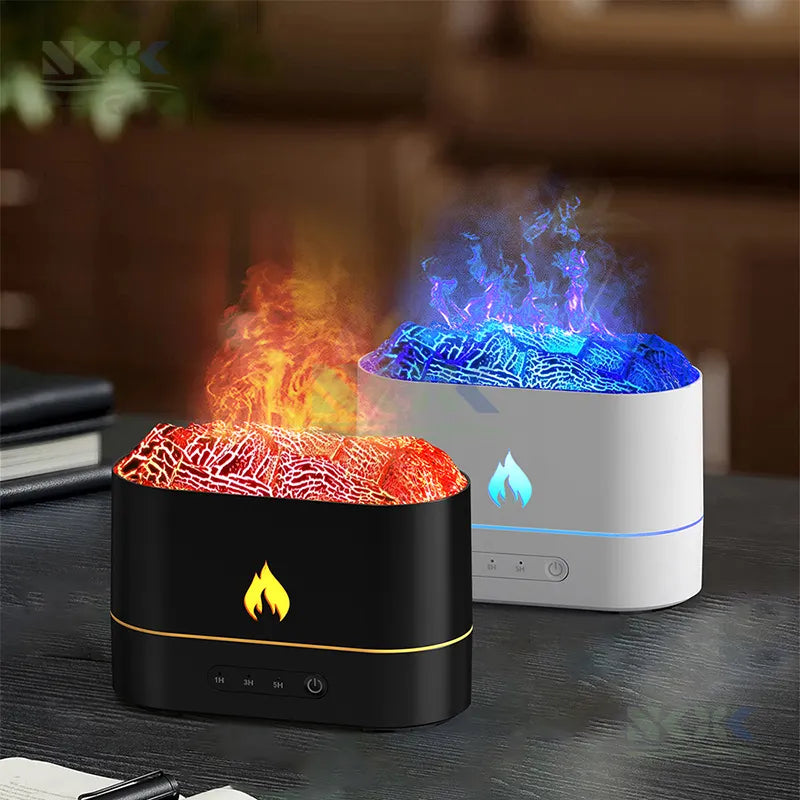 Flame Air Diffuser Humidifier,Upgraded Scent Diffuser for Essential Oils,Flame Diffuser Humidifier with 7 Color Lights Low Noise Humidifiers for Bedroom Auto-Off Rust Red,