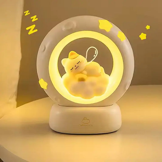 Space Kitty LED Night Light for Kids, Nursery Night Light Rechargeable Table Lamp with Touch Sensor, Animal Kitty Bedside Decor Lamp with Dimmable for Gifts for Girls Baby Cat Lovers (Cat)