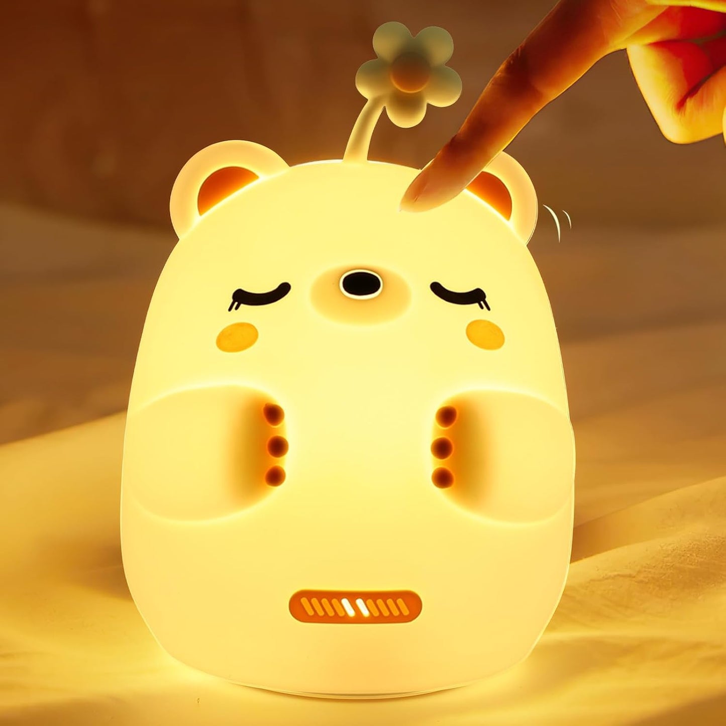 xinruizhi Night Light Cute Baby Lights, Nursery Breastfeeding Light for Babyroom, USB Touch Silicone Bear Bedside Lamp for Kids, 2 Color Temperature and 4 Brightness Levels
