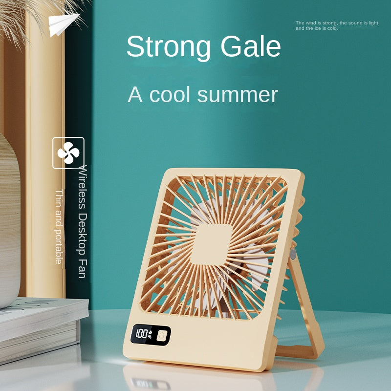 Desktop Mini Fan with Digital Display, Super Silent for Office Foldable Portable Personal Handheld USB Rechargeable Type