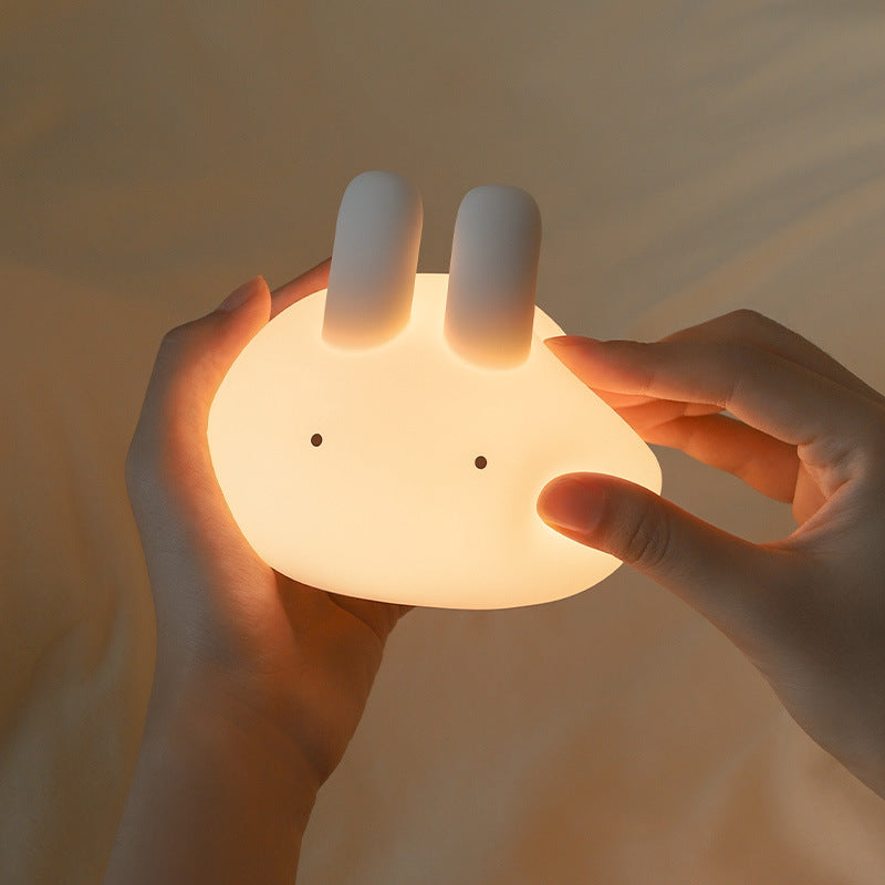 Night Light for Kids, Cute Squishy Bunny Bedside Lamp, Kawaii Animals Silicon Light Up for Boys and Girls, LED Decor Nightlight for Toddler Bedroom and Kid Room.