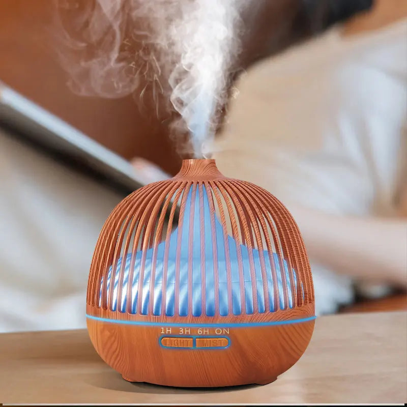 New Product Ideas 2025 Wood Grain Portable Diffuser Parfums Ultrasonic Essential Oil Diffuser 7-color LED Light air Humidifier