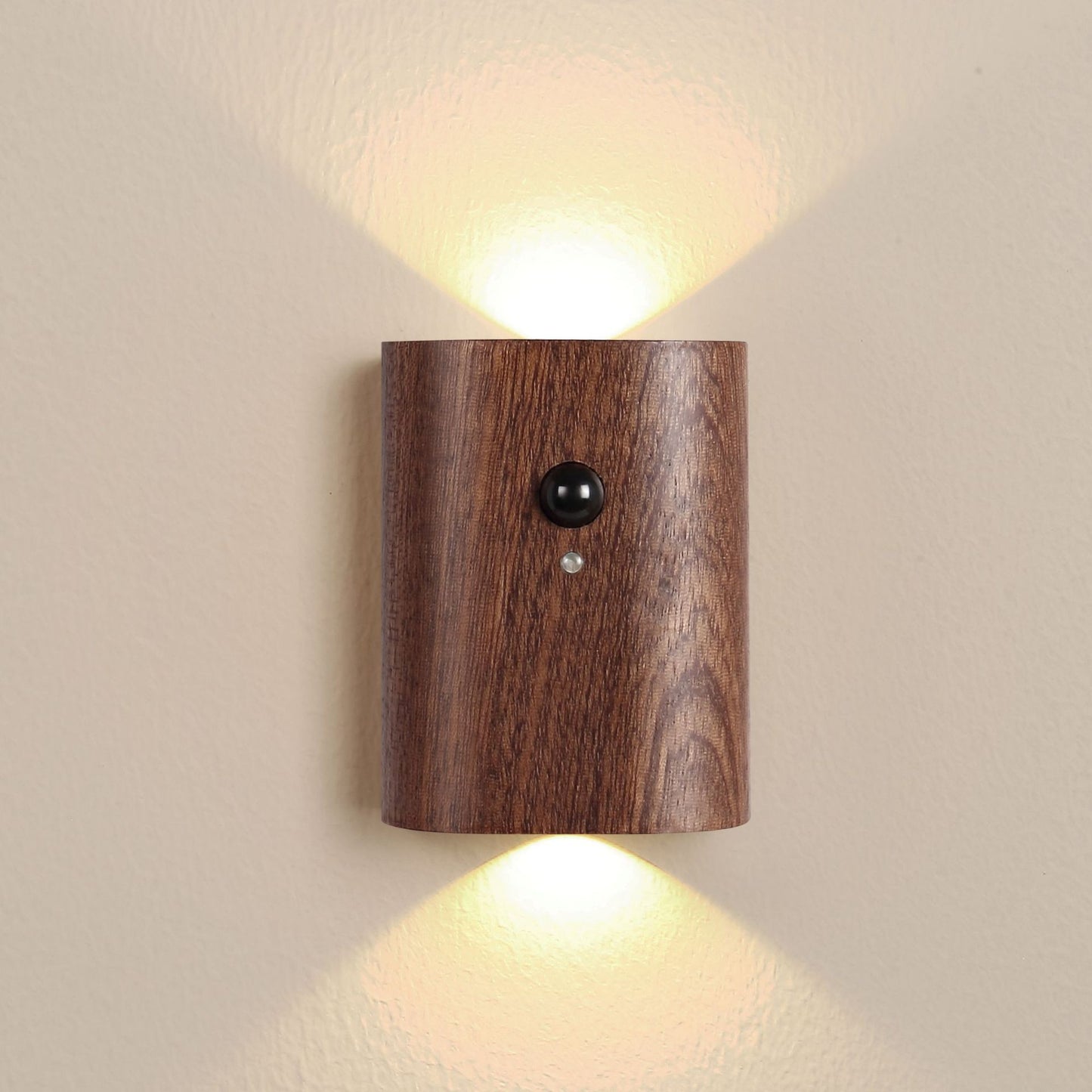 Motion Sensor Night Light, USB Rechargeable Magnetic Wall LED Light Wooden Motion Sensor Stairway Night Light for Bathroom, Hallway, Stairs, Bedroom, Kitchen