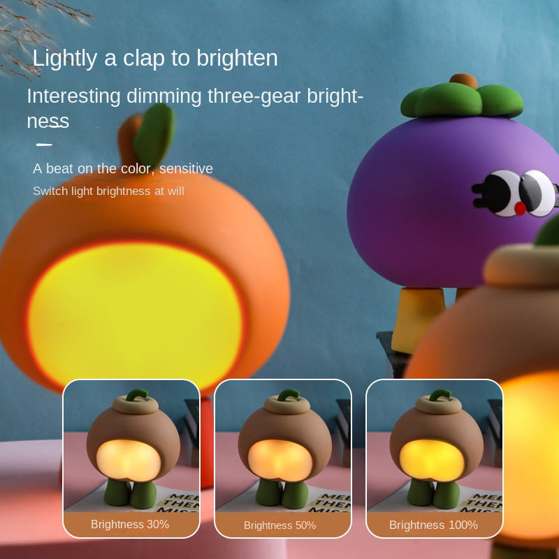 Fruit Silicone Nightlight - Rechargeable Night Light, USB Type C 500mAh 3 Level Brightness Tap Button Switch, Cute Silicone Nightlight for Bedroom