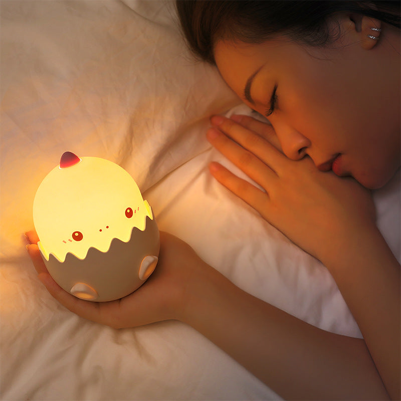 Eggshell chicken Emotional night light, silicone USB charging milk feeding light, Untoppling doll, children's cartoon eggshell led desk lamp