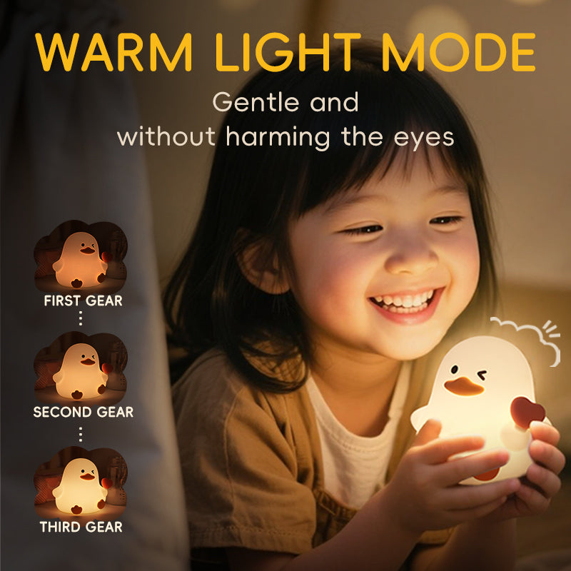 Heart Duck Silicone Night Light – USB Rechargeable Tap Control RGB Lamp | Cute Gift Decor
