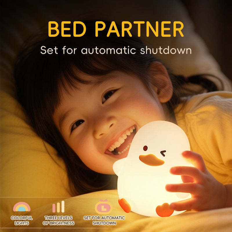 Heart Duck Silicone Night Light – USB Rechargeable Tap Control RGB Lamp | Cute Gift Decor