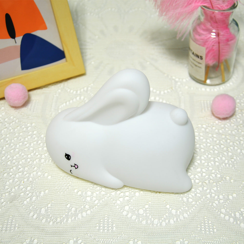 Luz Nocturna Infantil Silicona Lampara Bebe Noche con control Táctil y 15 Modos de iluminación Luz Bebe Nocturna Conejo Recargable por USB para Niños y Niñas
