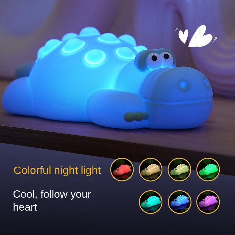 crocodile night light cartoon cute children's birthday gift atmosphere night light bedroom sleeping companion silicone pat light