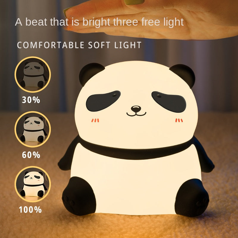 Cute Waving Panda Night Light,Panda gifts,Food Grade Silicone Touch Night Light for Baby Nursery,2 Level Dimmable Nursery Nightlight,Rechargeable Bedside Lamp for kids,Cute Decor for Bedroom
