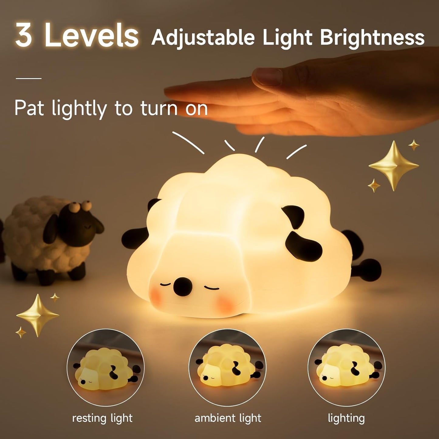 Children's rechargeable LED night light, 3-level dimmable baby room night light, food-grade silicone soft light, perfect bedside touch light with 30-minute timer, suitable for breastfeeding, infants and baby decoration